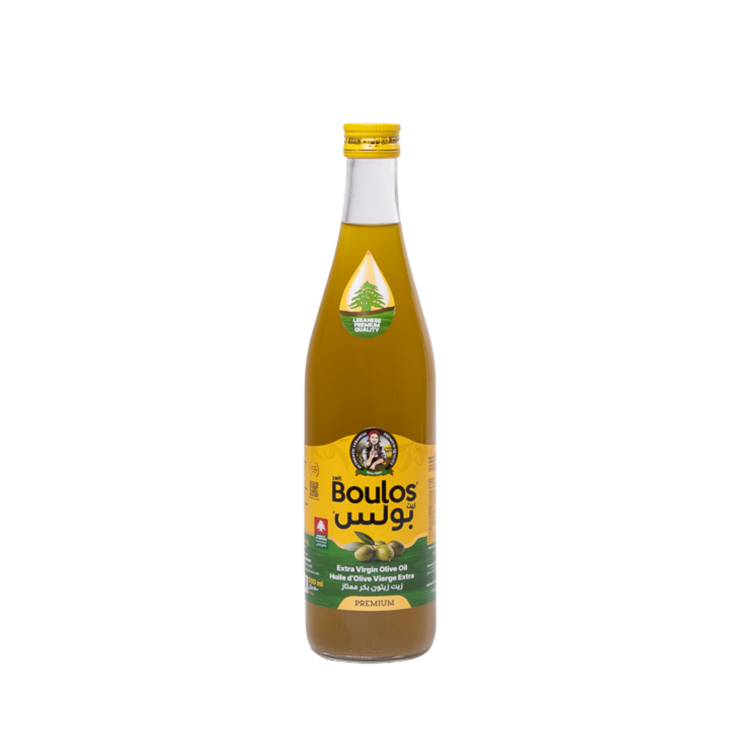 BOULOS Extra Virgin Olive Oil 500ML Round Glass Bottle