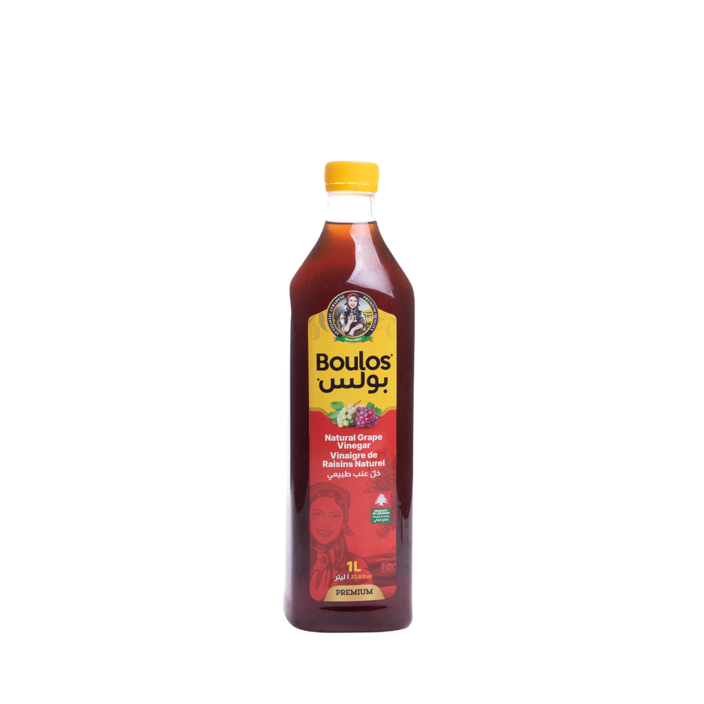 Boulos Natural Red Grape Vinegar 1L  Square Pet Bottle