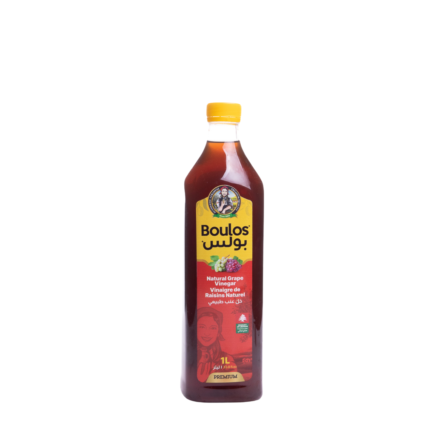 Boulos Natural Red Grape Vinegar 1L  Square Pet Bottle