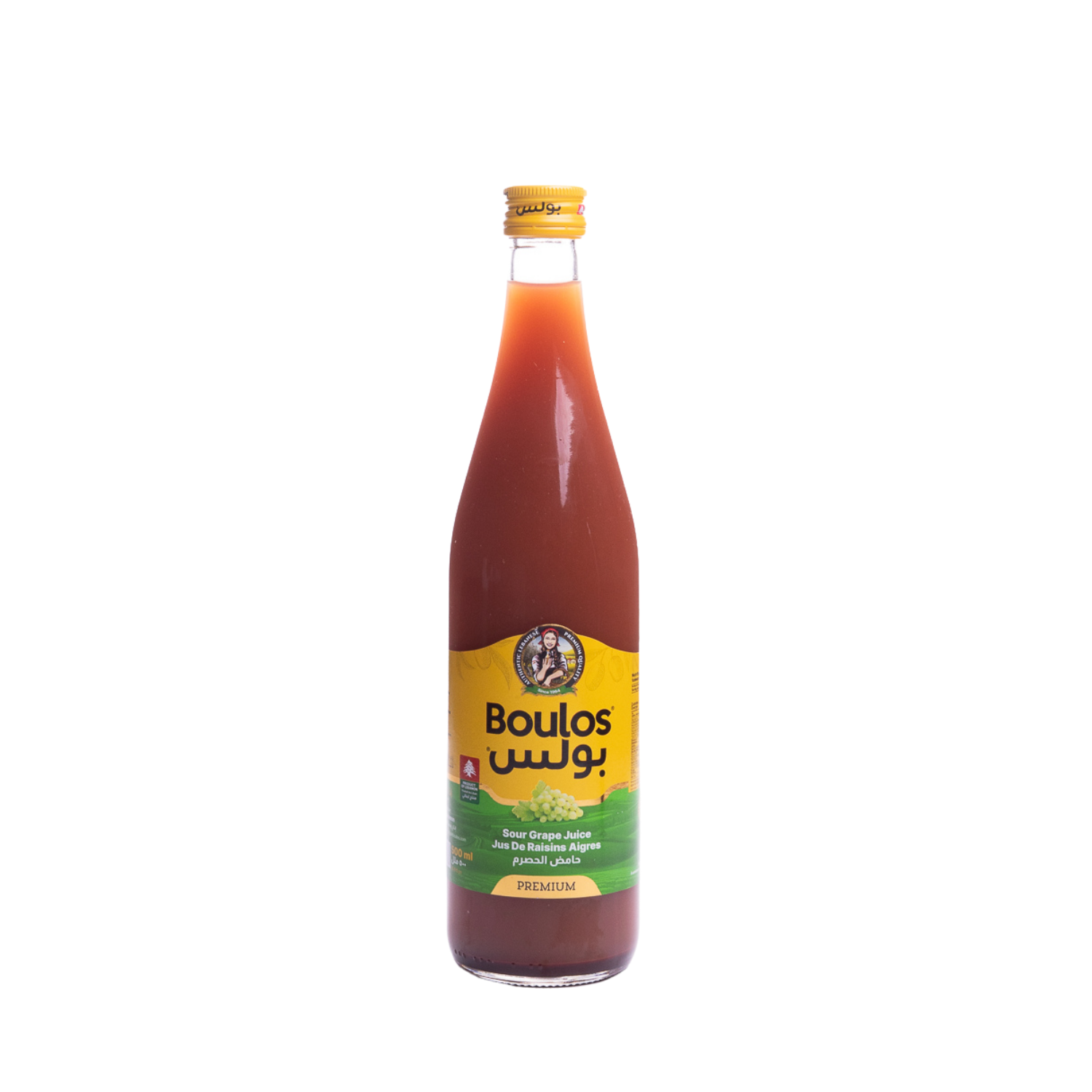 Boulos Sour Grape Juice Hossrom 500ML Round Glass Bottle