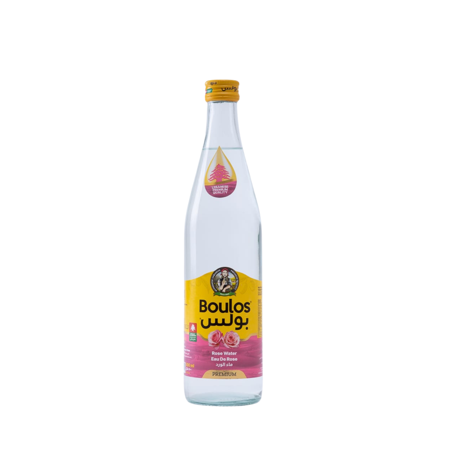 Boulos Rose Water Extra 500ML Round Glass Bottle